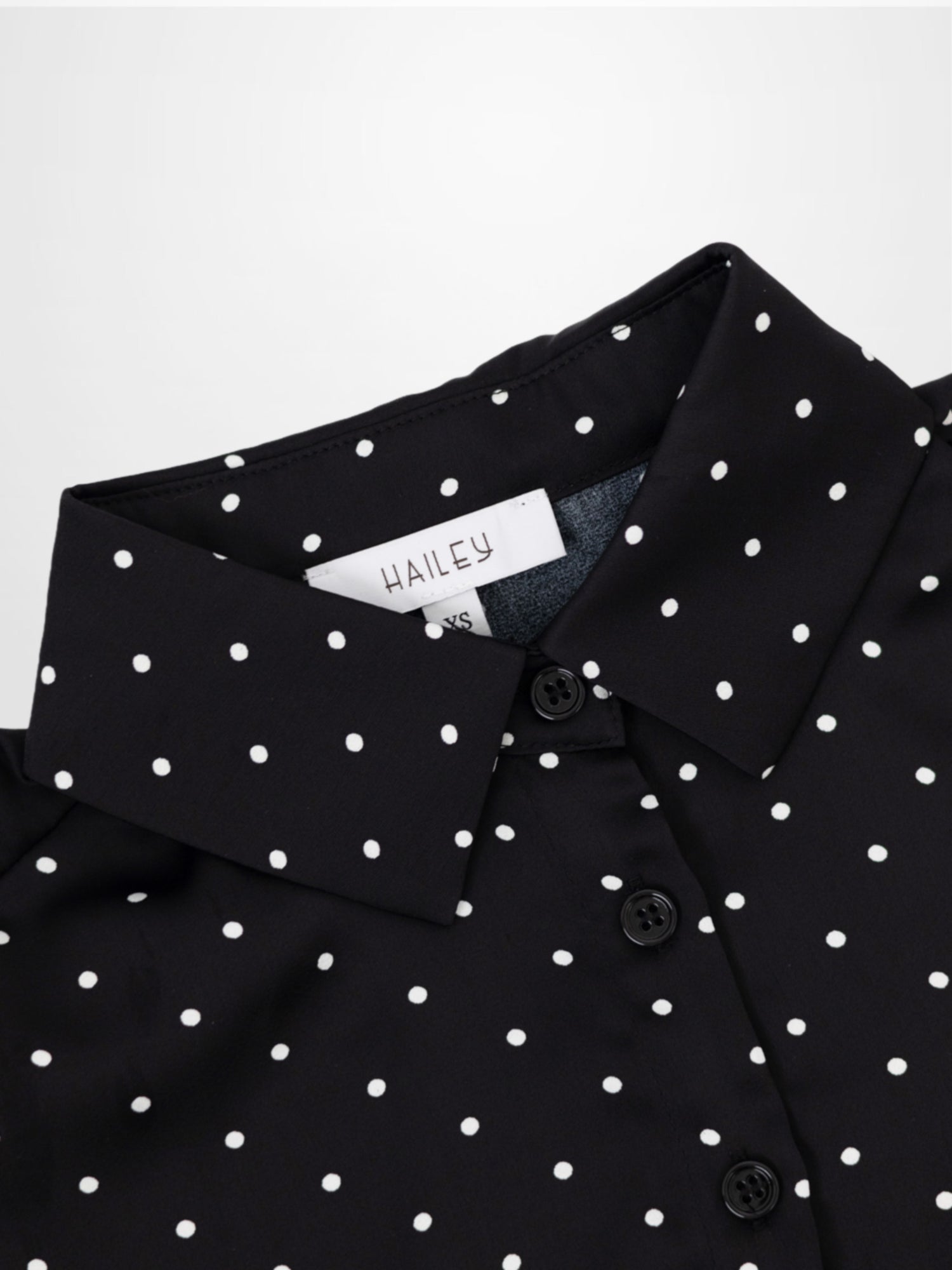 Oversized Satin Blouse-Black/White Small Polka Dot