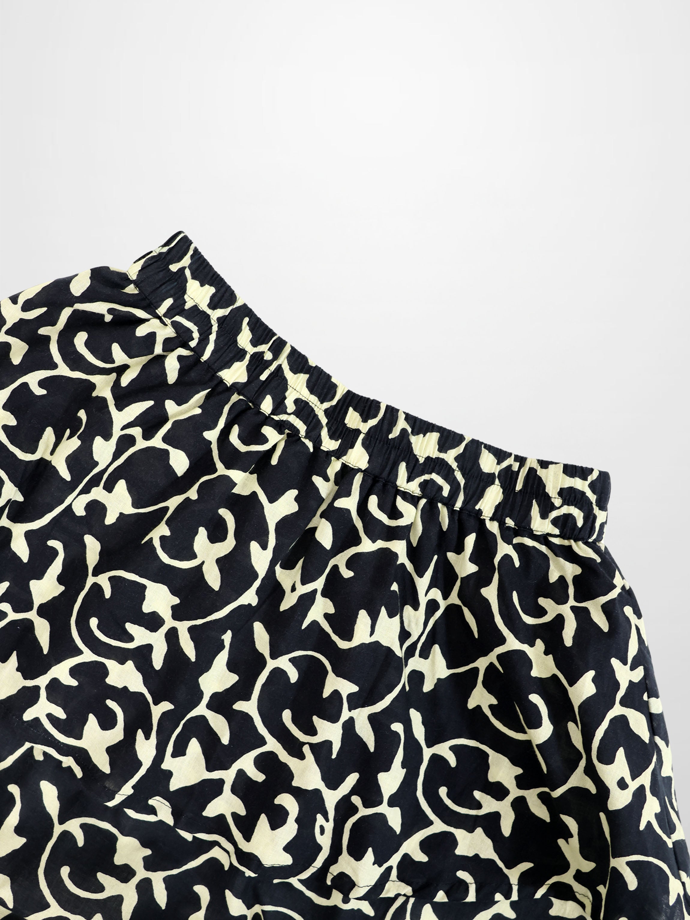 Ruched Top Layered Skirt-Navy Vines