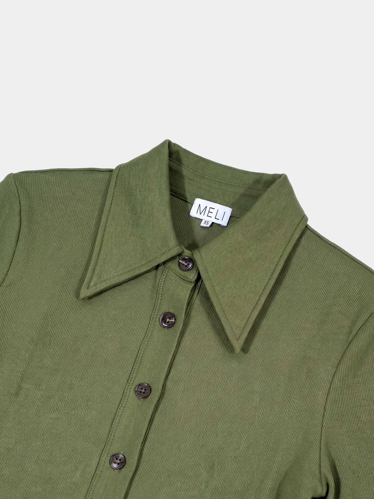 Button Down Ribbed Maxi Dress-Olive