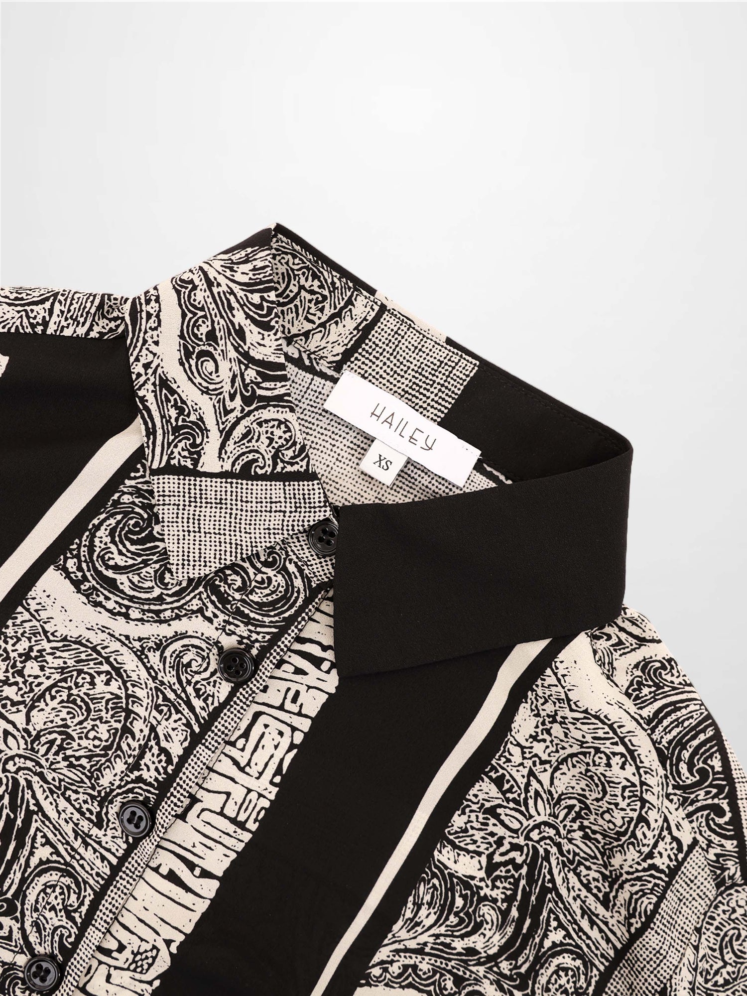 Button Down Collared Blouse-Mix Print