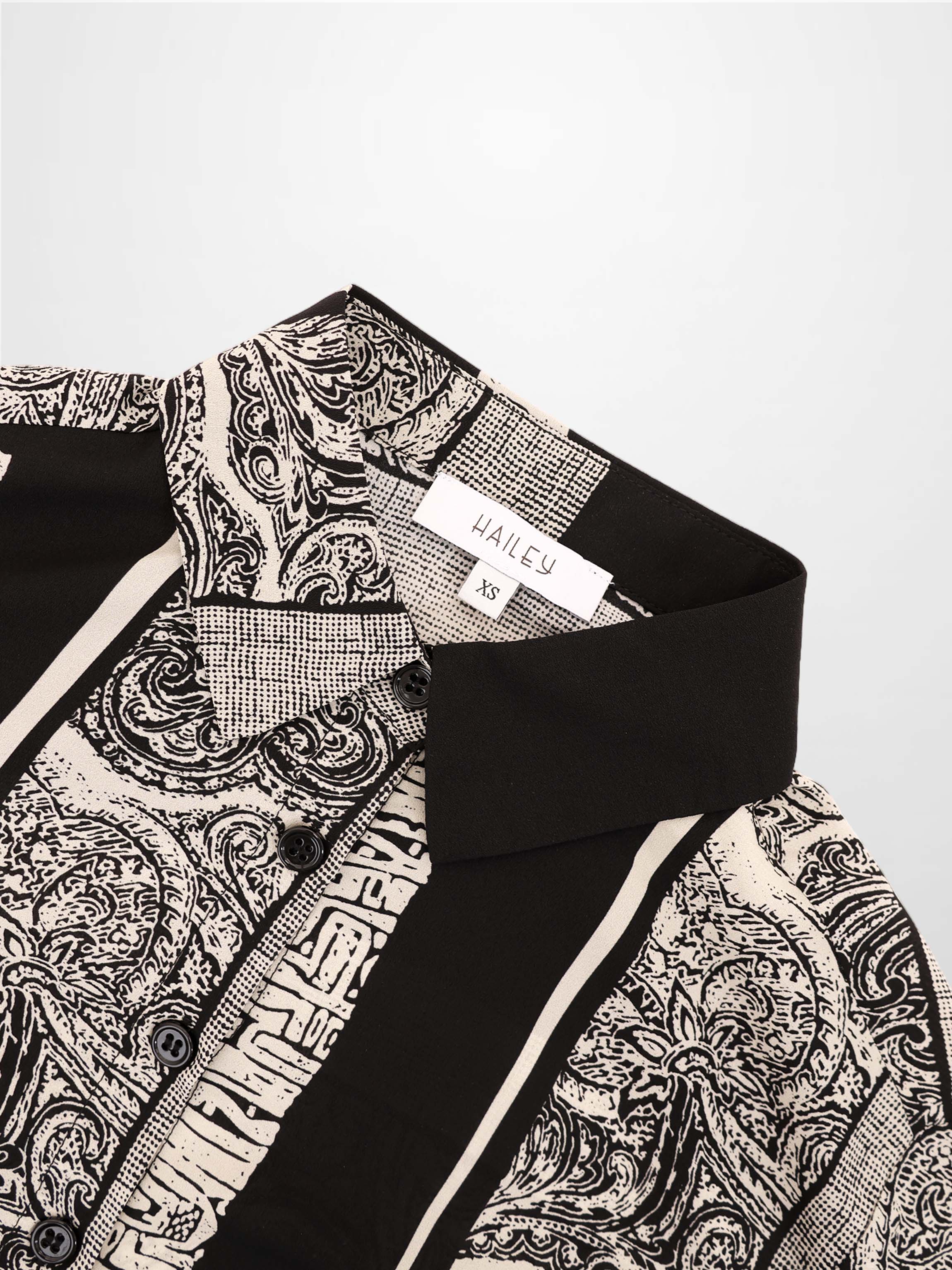 Button Down Collared Blouse-Mix Print