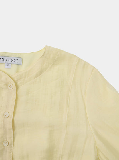 High V Neck Blouse-Cream