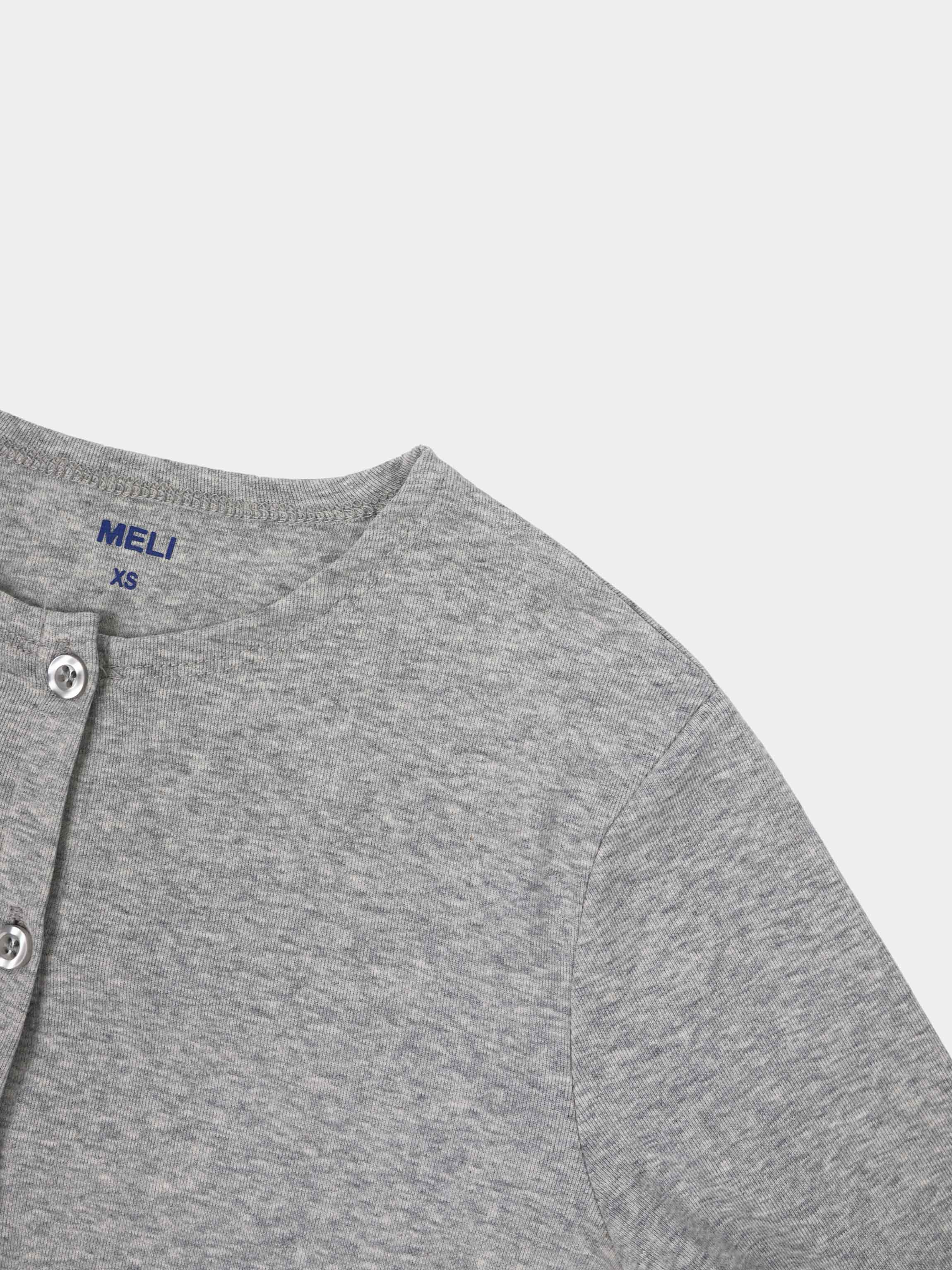 Crop T-Shirt Cardigan-Heathered Grey