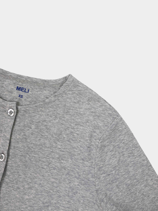 Crop T-Shirt Cardigan-Heathered Grey