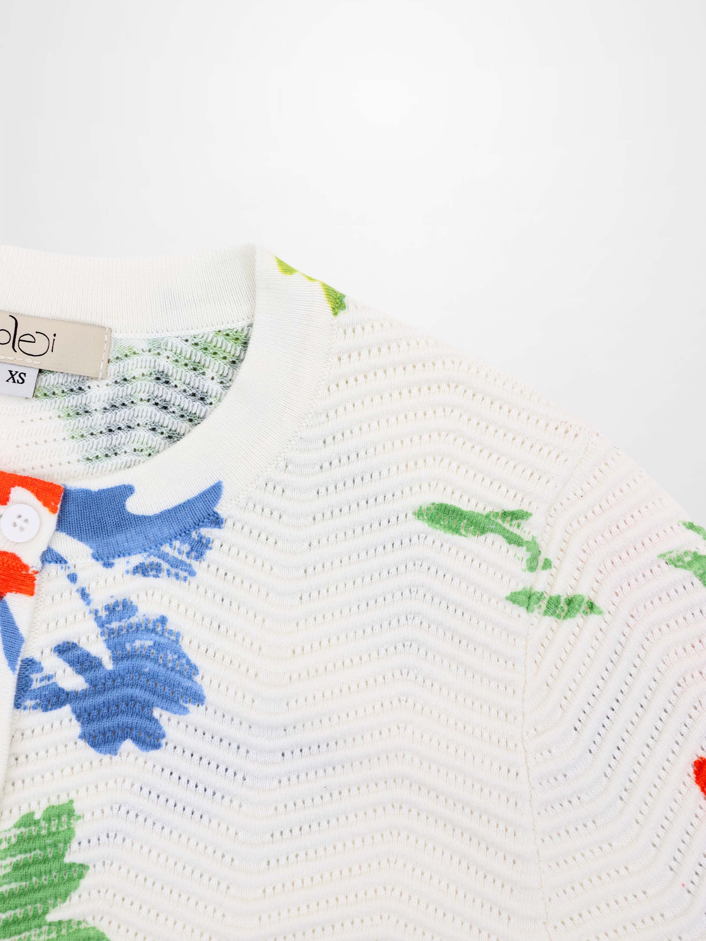 Printed Wave Cardigan-Coral Flower