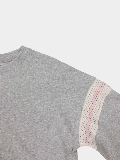 Crochet Stripe Boxy Tee-Grey/Pink/Cream