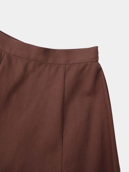Twill Trumpet Skirt-Brown