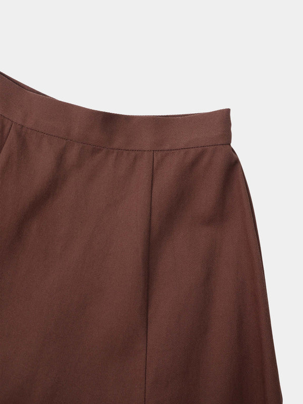 Twill Trumpet Skirt-Brown
