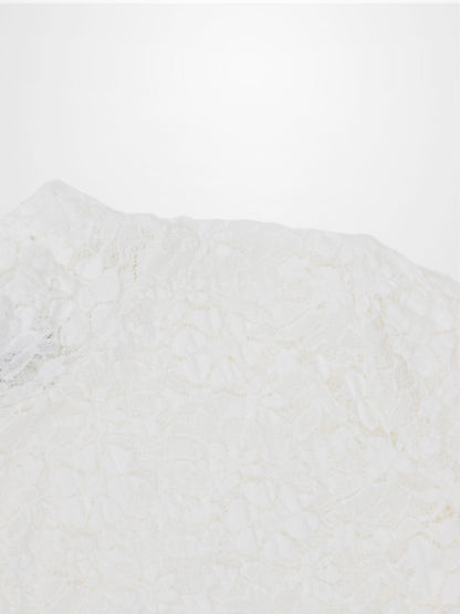 Lace Mock Neck Turtleneck-White