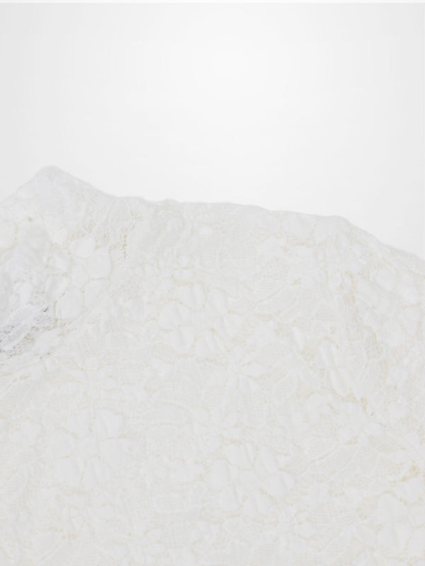Lace Mock Neck Turtleneck-White