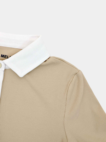 White Collar Polo-Tan