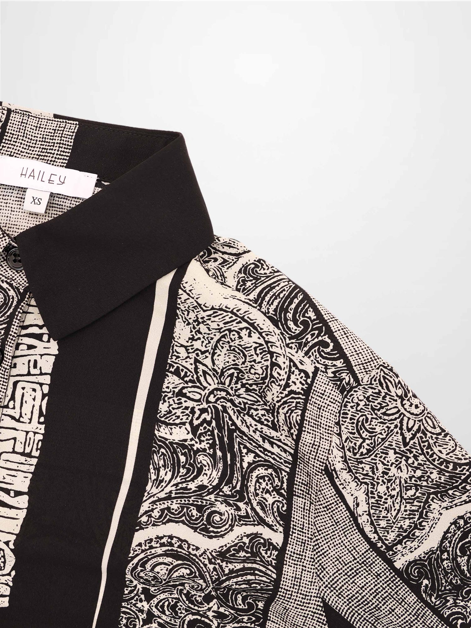 Button Down Collared Blouse-Mix Print