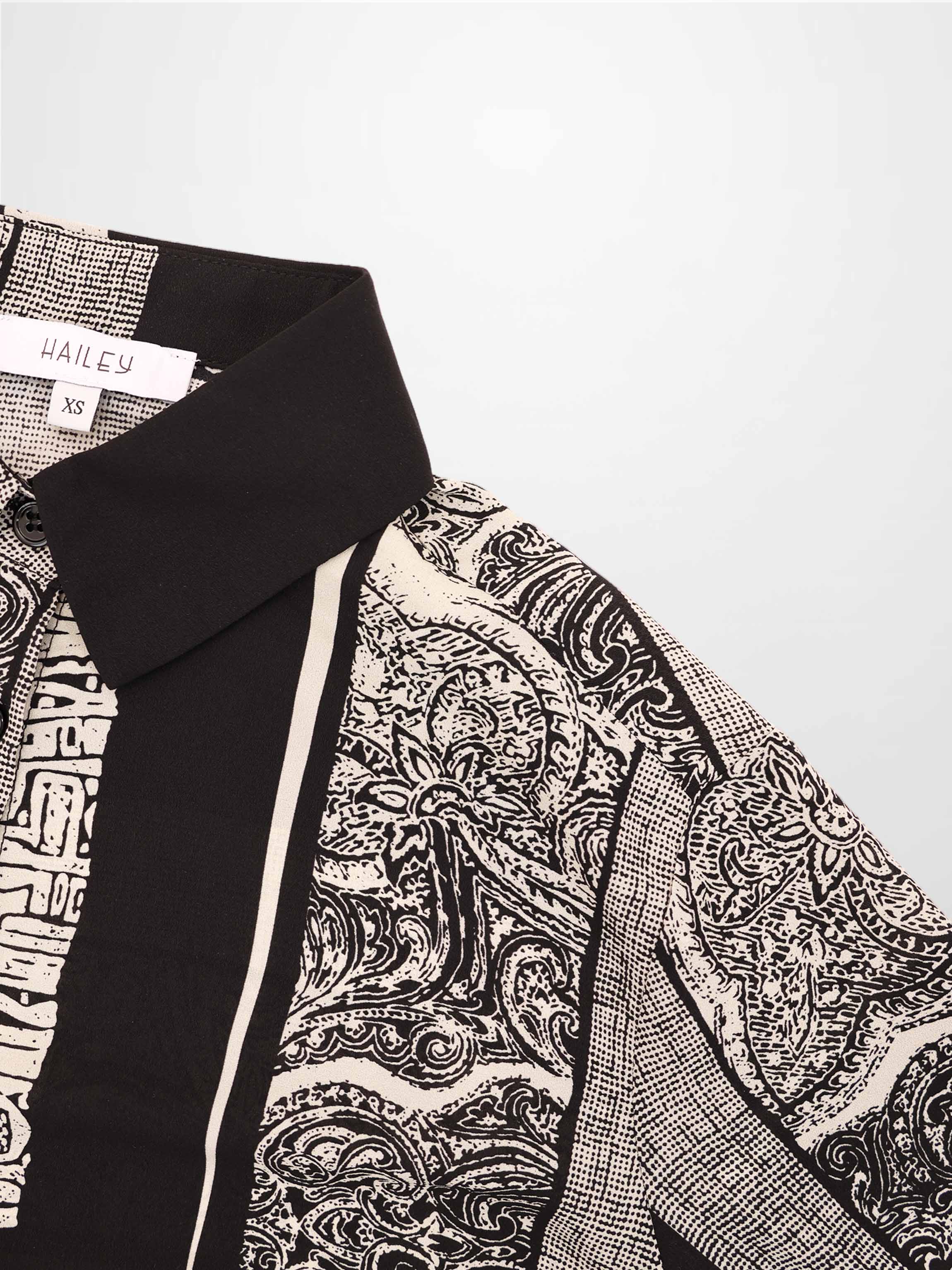 Button Down Collared Blouse-Mix Print