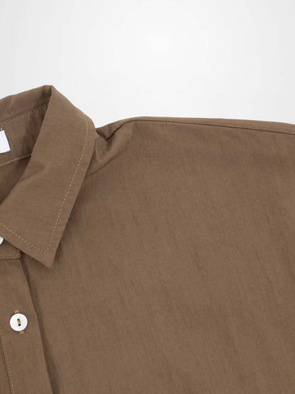 Boxy Dolman Sleeve Crinkle Blouse-Brown