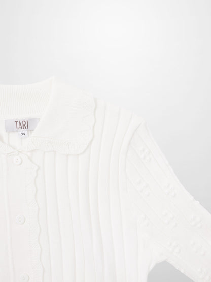 Scalloped Edge Cardigan-Cream