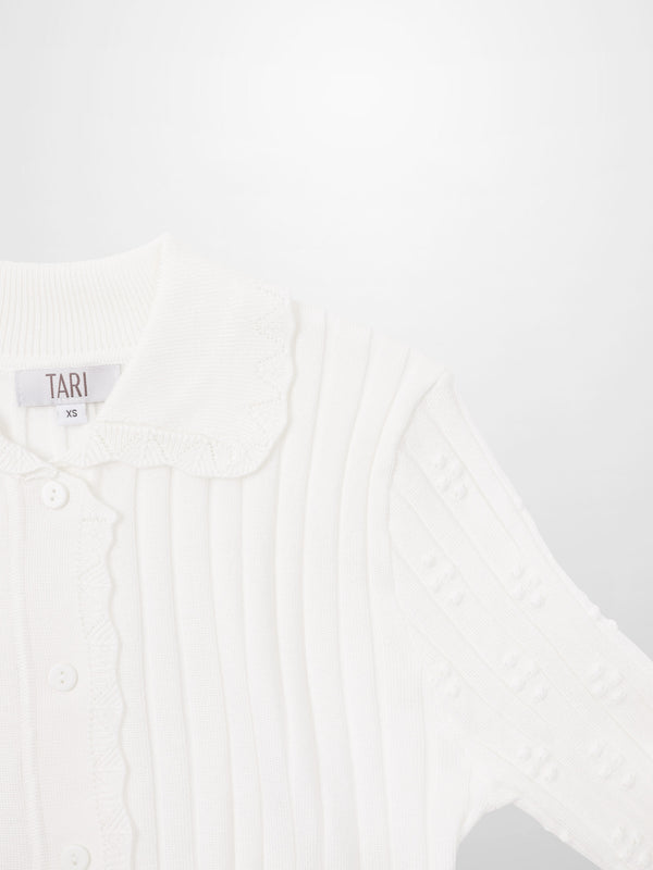 Scalloped Edge Cardigan-Cream