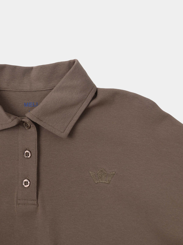 Collared Bomber Tee-Taupe