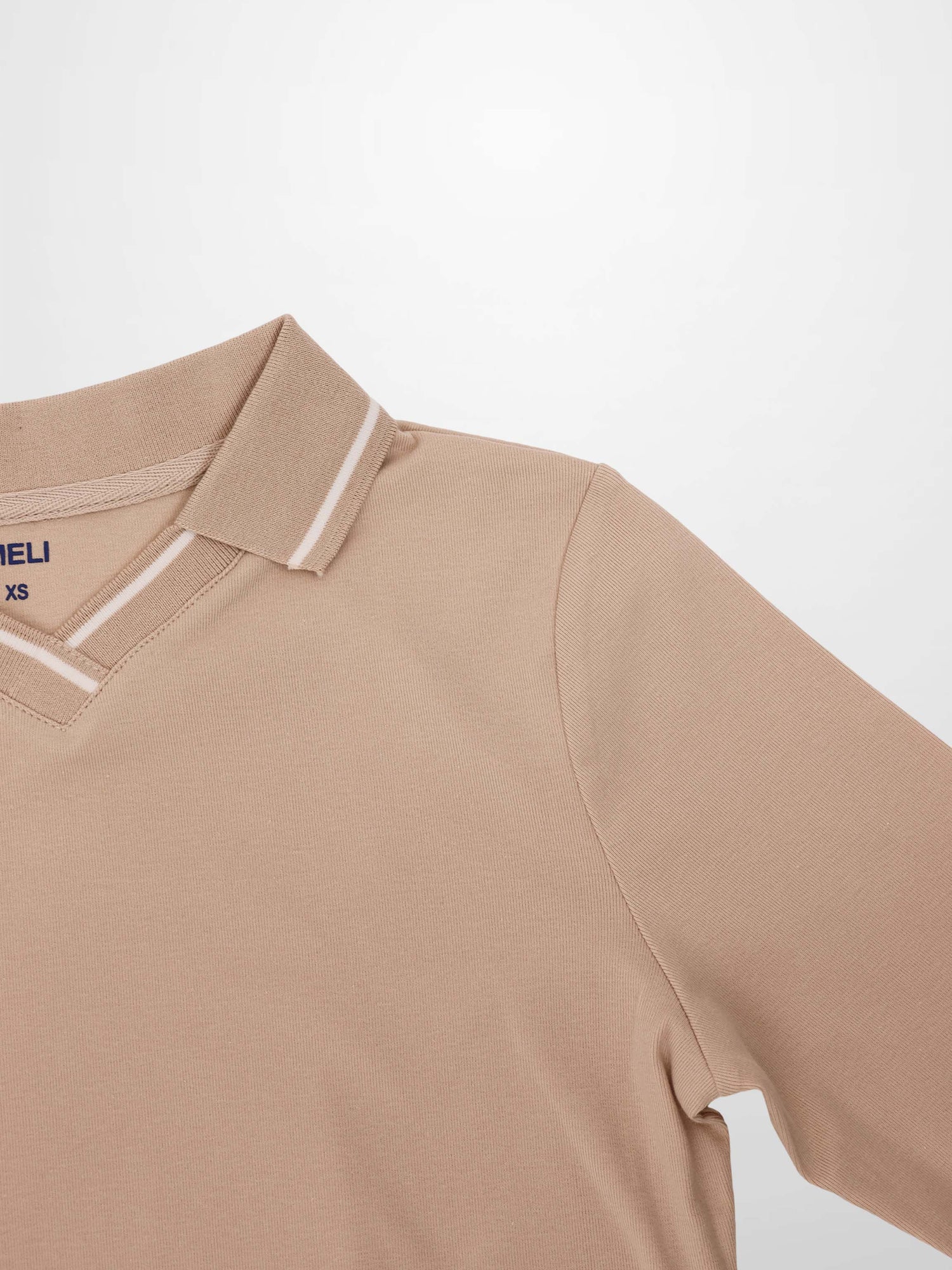 Collared High V T-Shirt-Bone