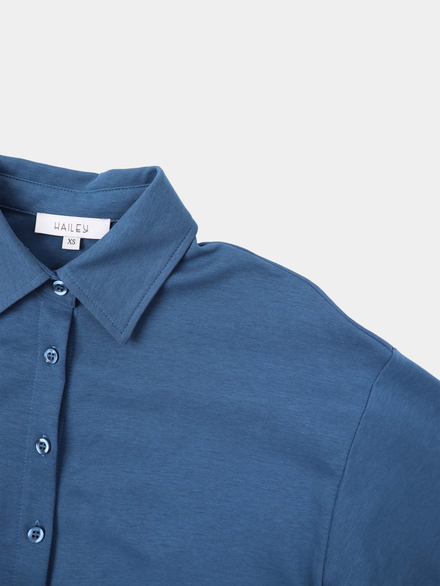 Waist Tie Button Down T-Shirt Dress-Blue Dusk