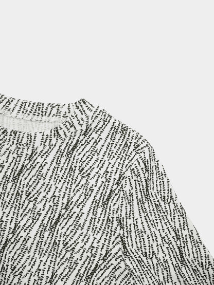 Basic Printed T-shirt-Black and White Speckled