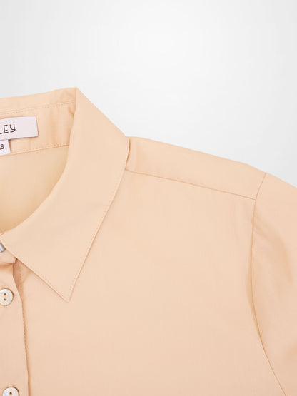 Cotton Button Down Blouse-Bone