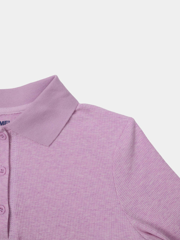 Heathered Collared Tee-Lavender