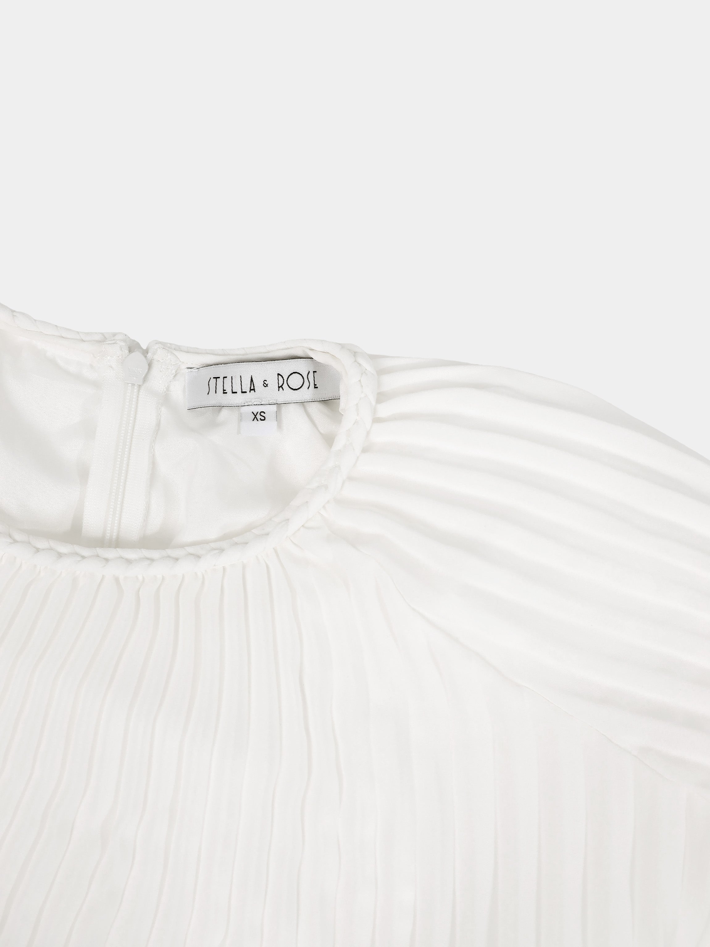 Micro Pleat Dress-White