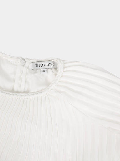 Micro Pleat Dress-White