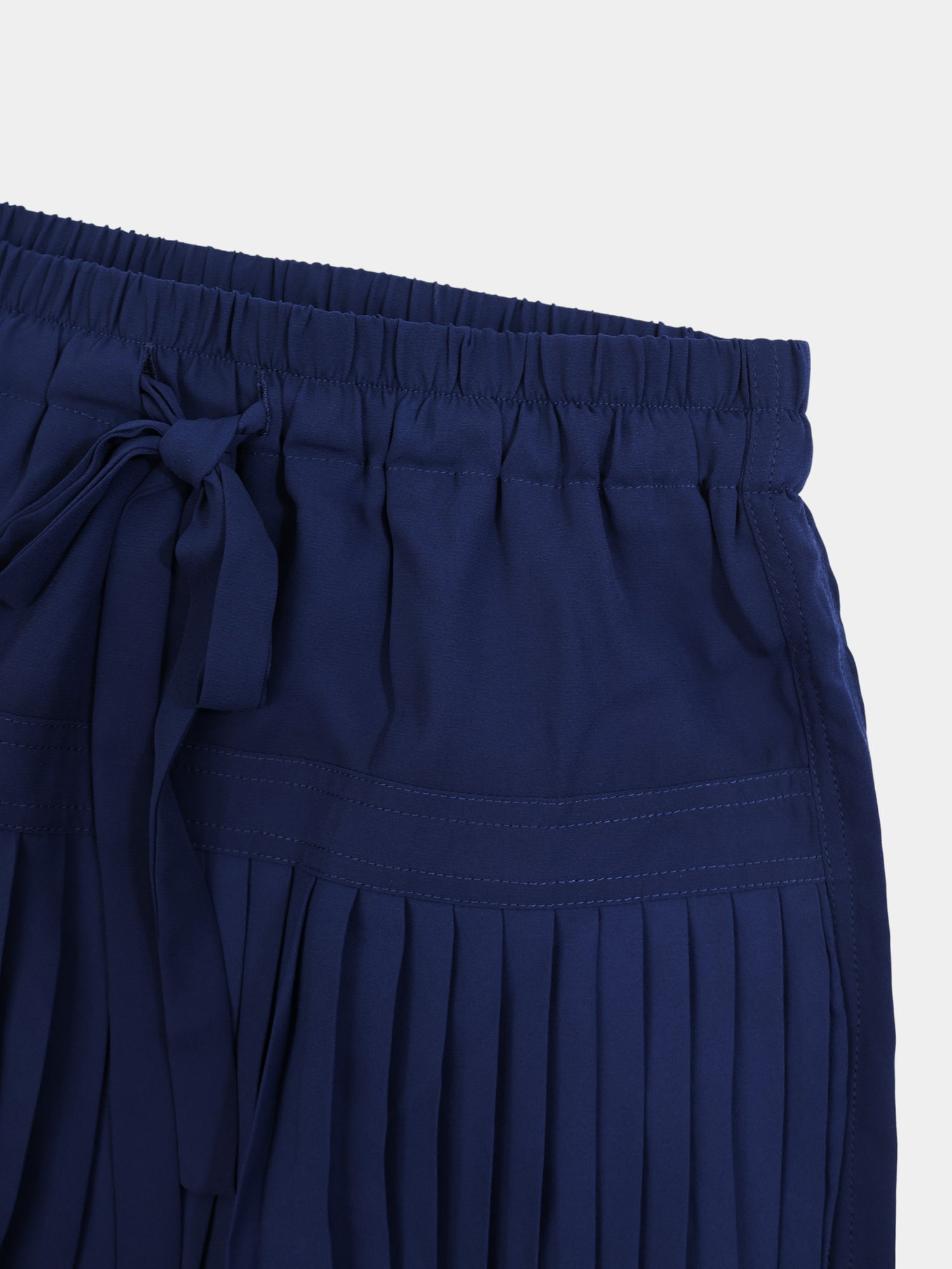 Chiffon Drop Waist Pleat Skirt-Navy