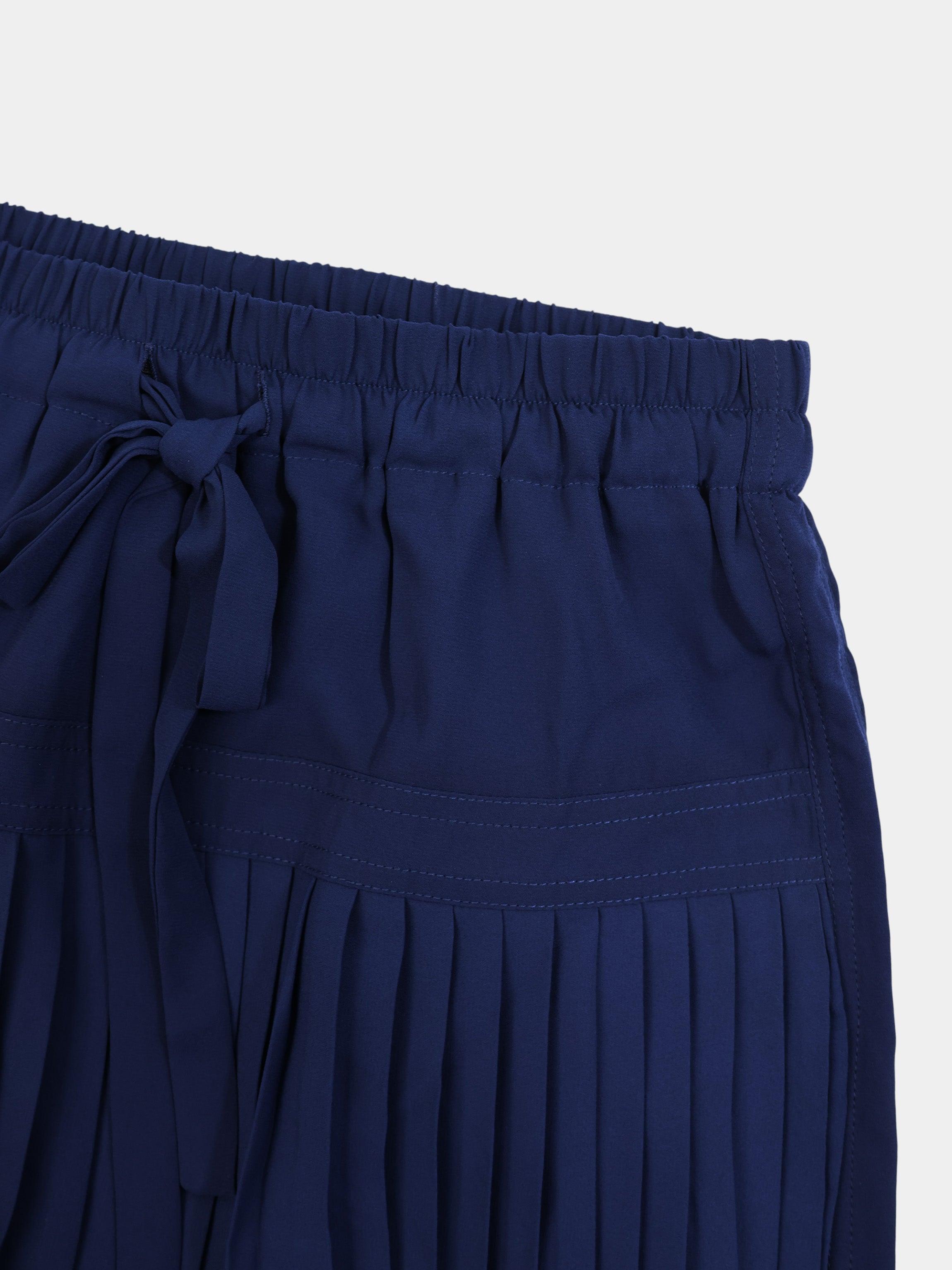 Chiffon Drop Waist Pleat Skirt-Navy