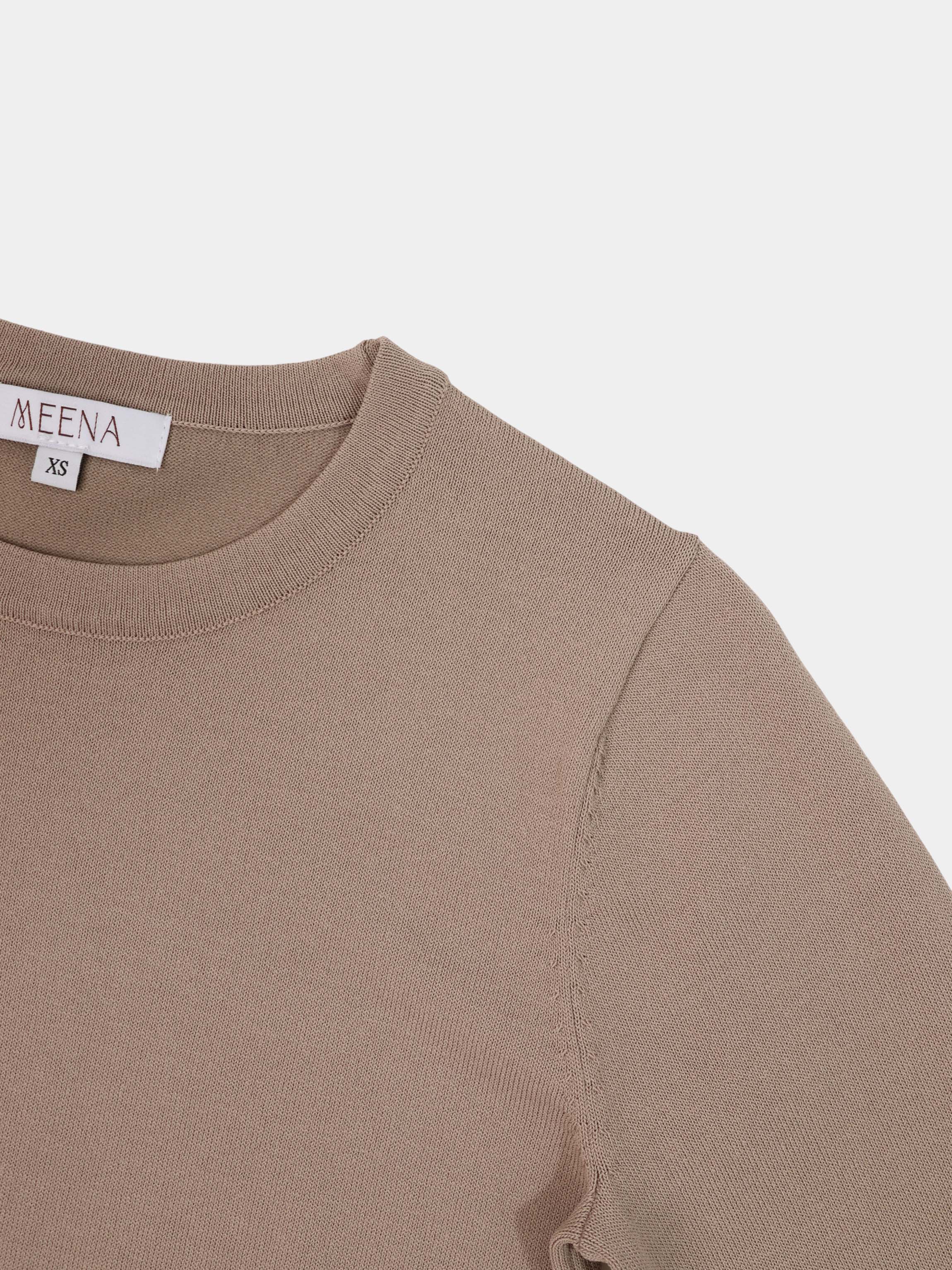 High Cuff Crew Sweater-Latte
