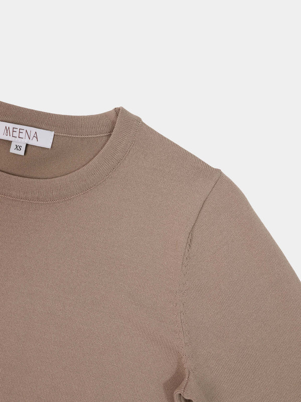 High Cuff Crew Sweater-Latte