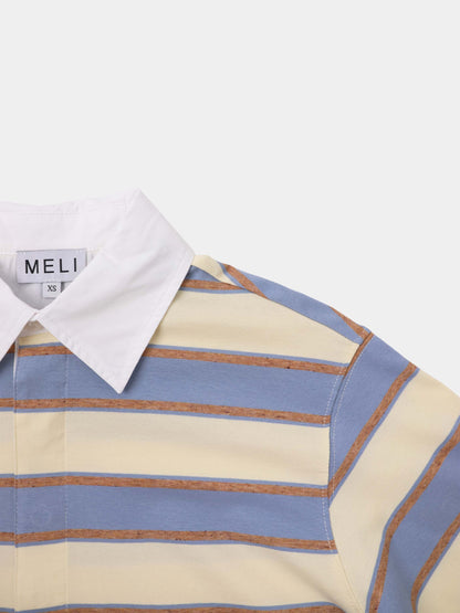 Wide Stripe Rugby T-Shirt-Light Blue Stripe