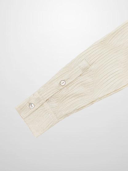 Shimmer Texture Bow Blouse-Cream