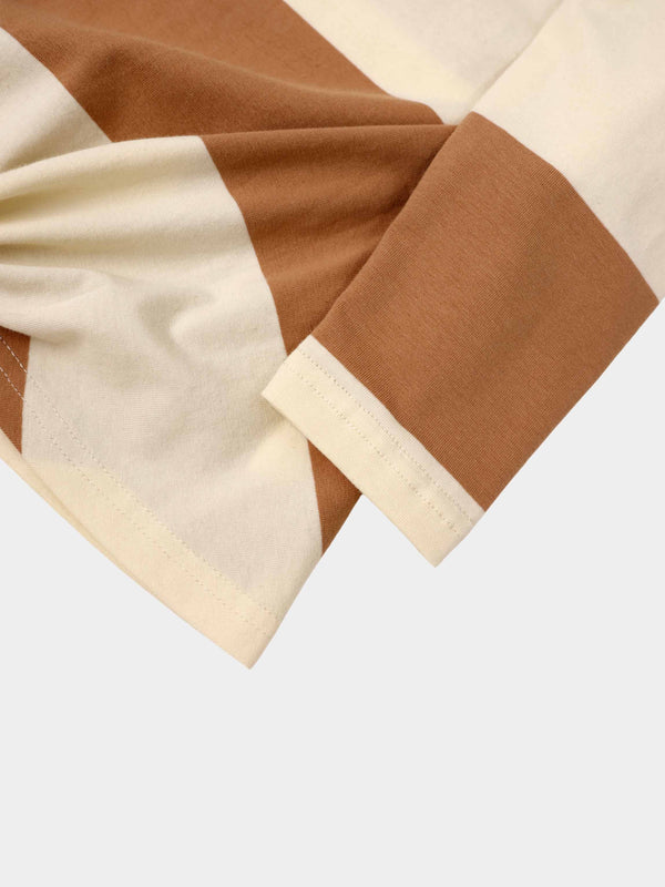 Striped Tie Bottom T-Shirt-Tan