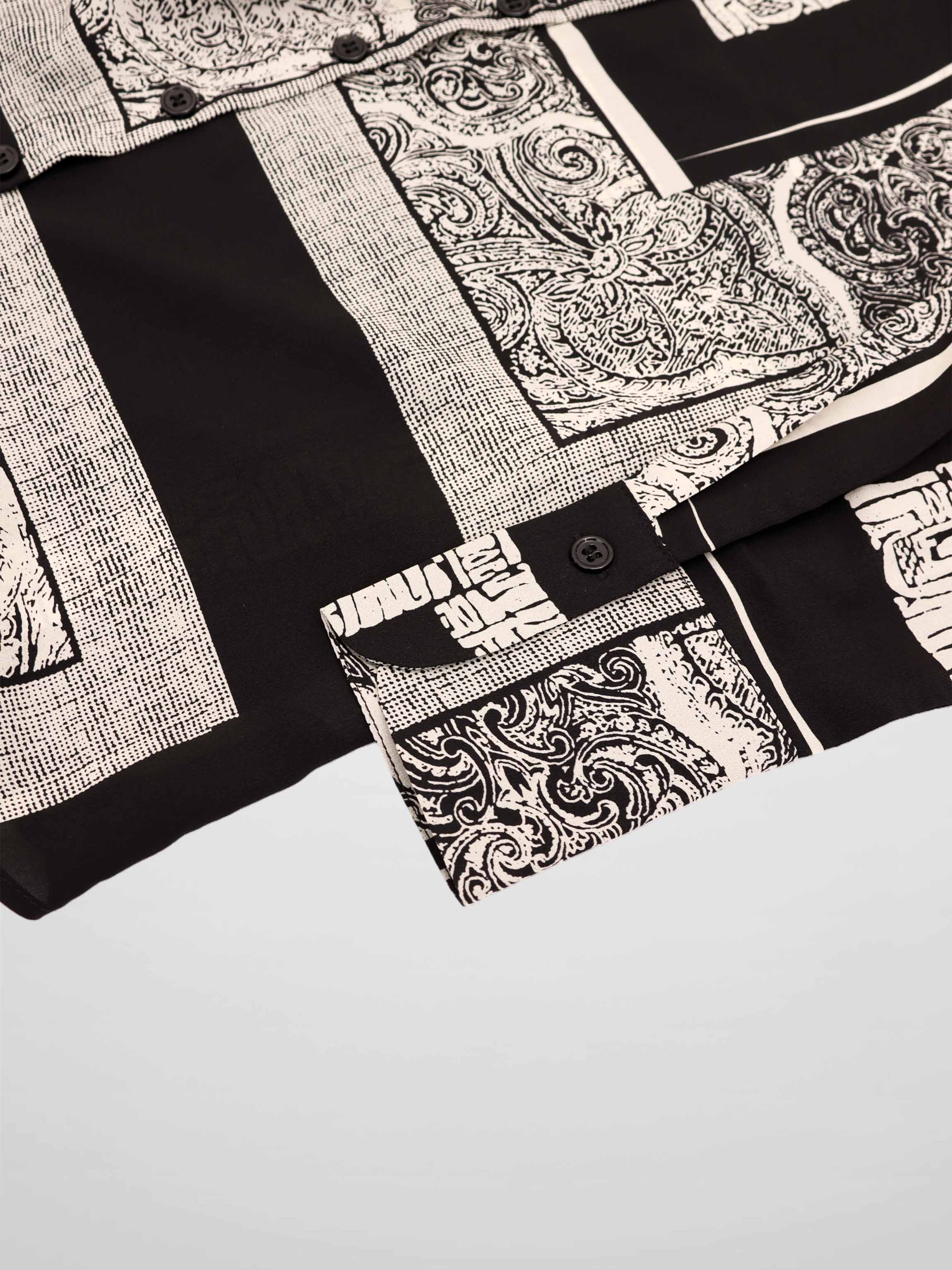 Button Down Collared Blouse-Mix Print