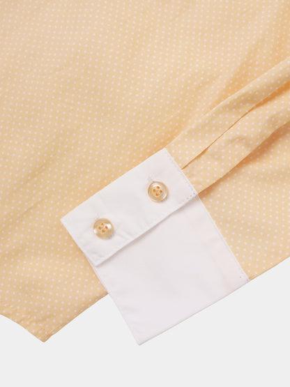 White Collar Mini Dot Shirt-Yellow/White