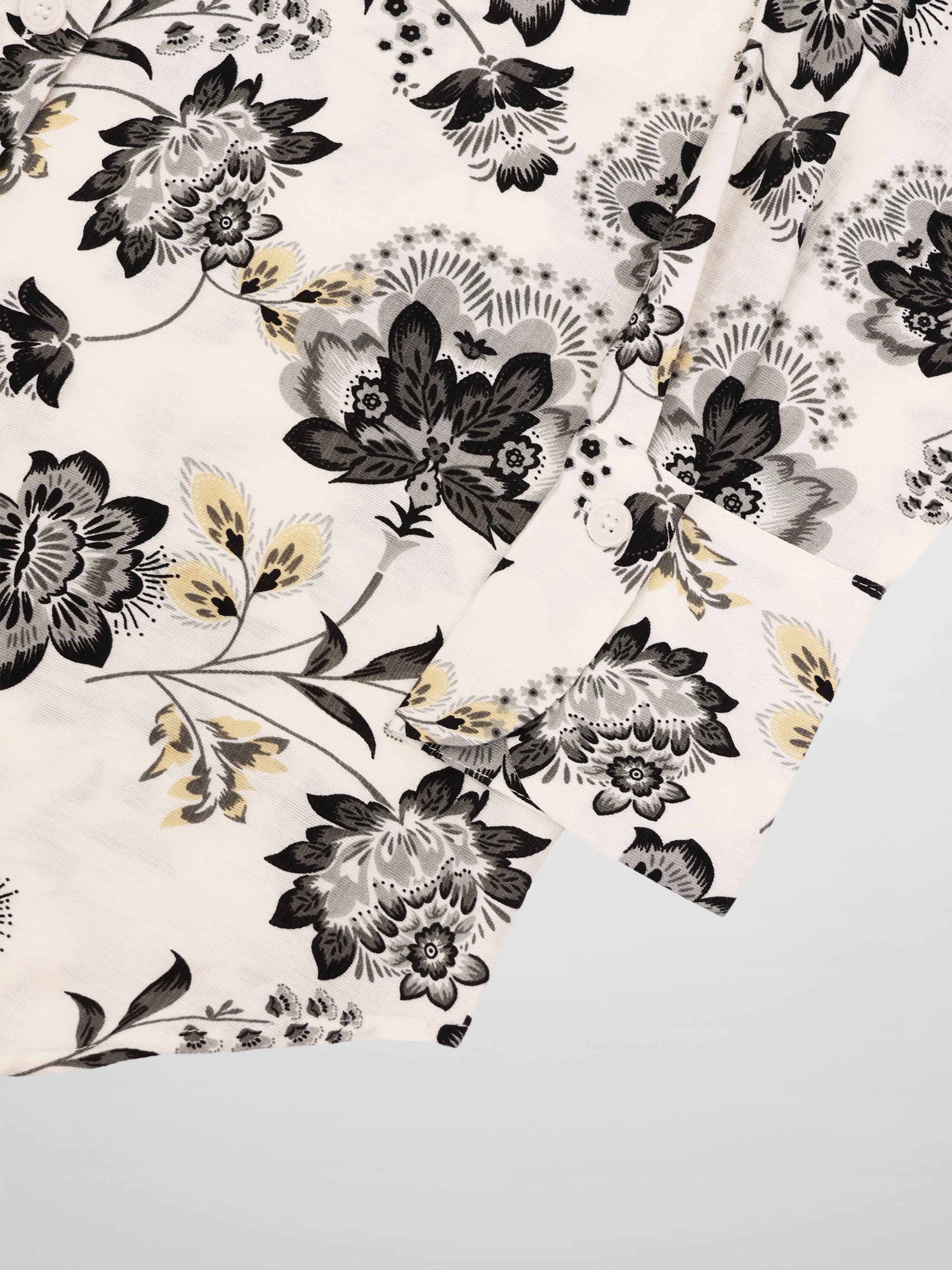 Button Down Collared Blouse-Black/White Floral