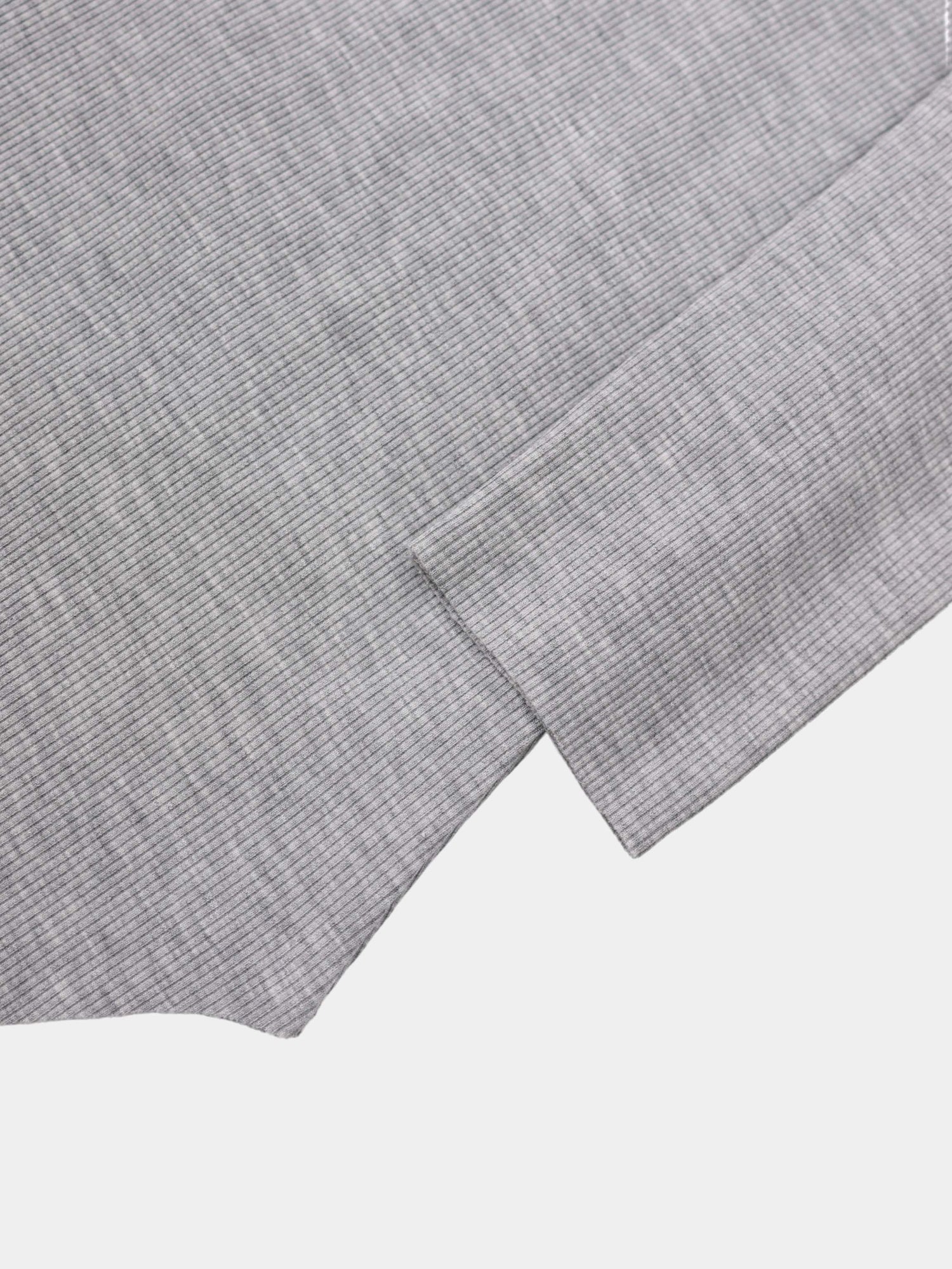 Rounded Hem Ribbed T-Shirt-Heathered Grey