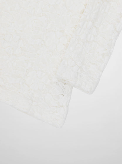 Lace Mock Neck Turtleneck-White