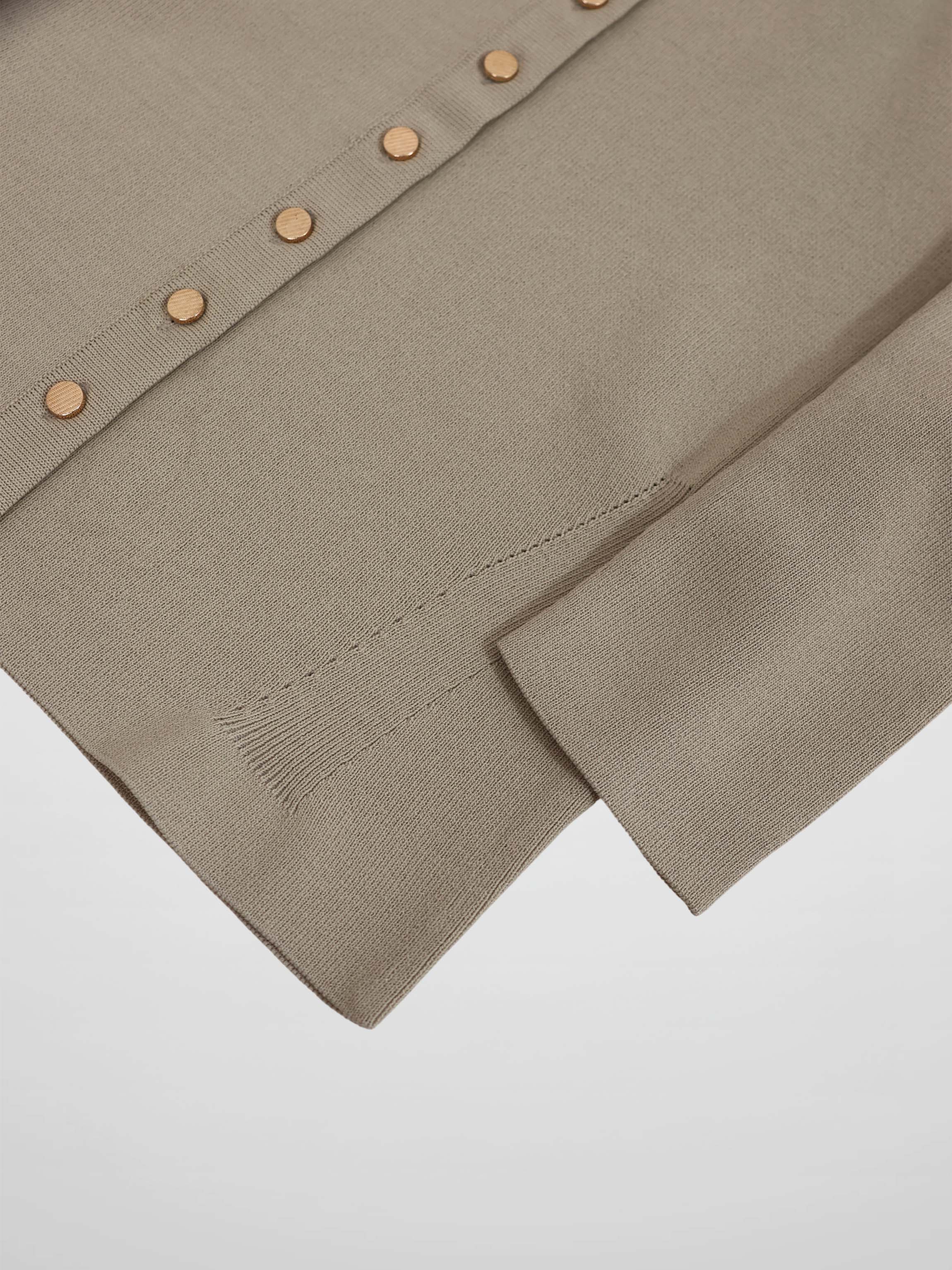 Gold Button Crop Cardigan-Latte