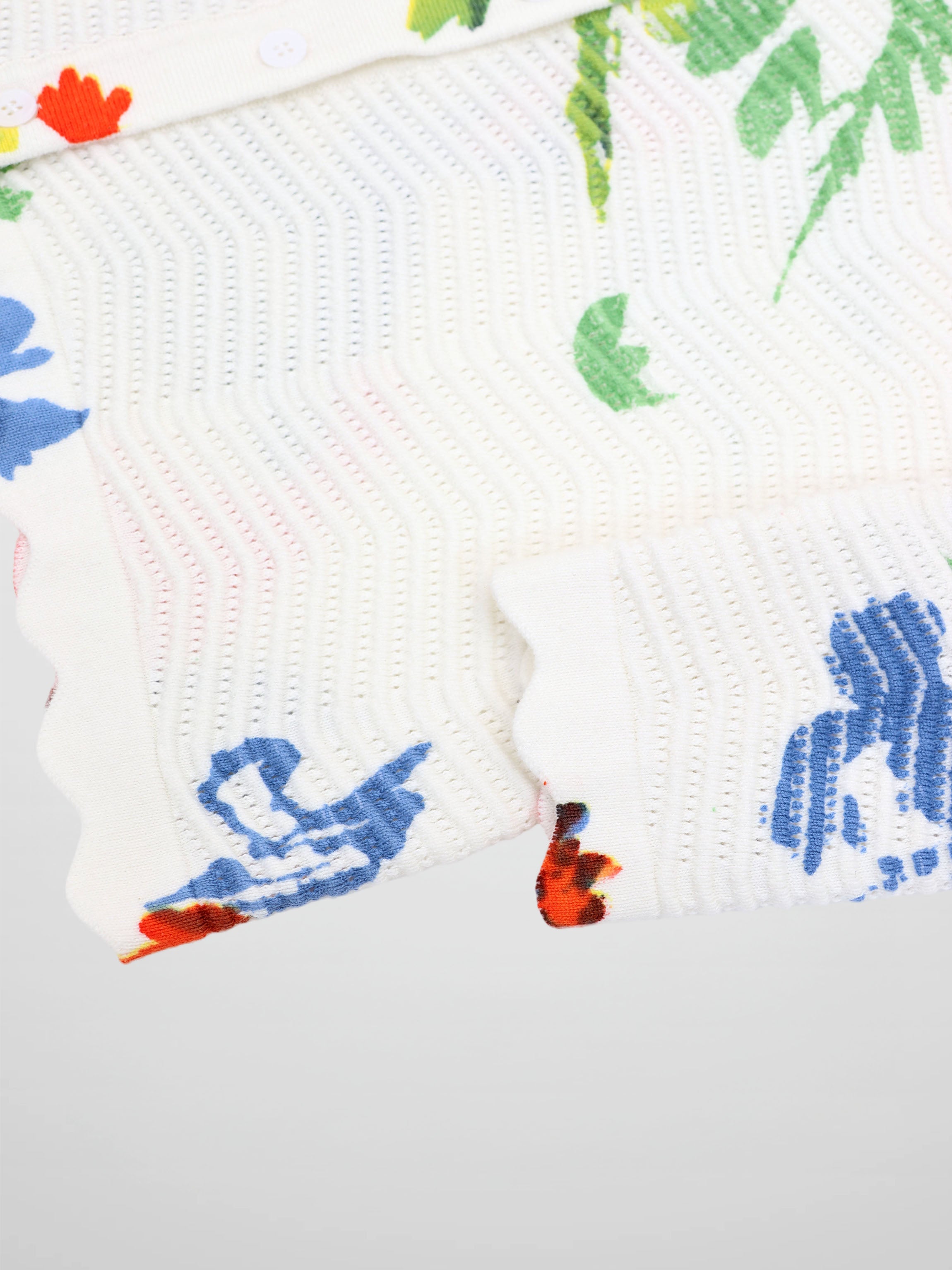 Printed Wave Cardigan-Coral Flower