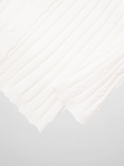 Scalloped Edge Cardigan-Cream