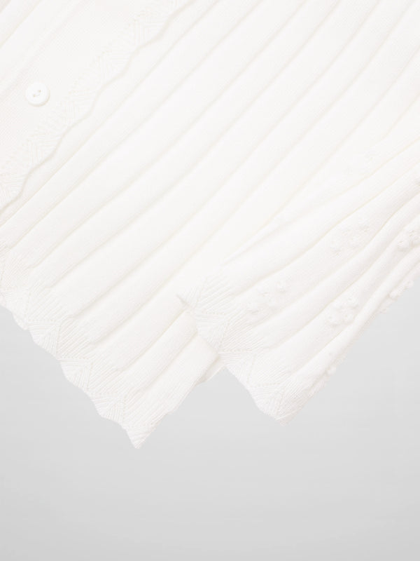 Scalloped Edge Cardigan-Cream