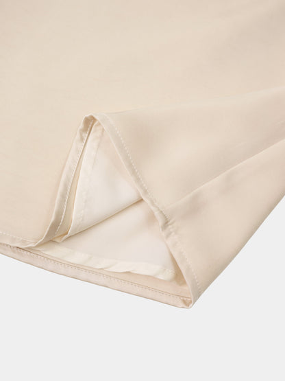 Faux Satin Ruffle Skirt - Cream