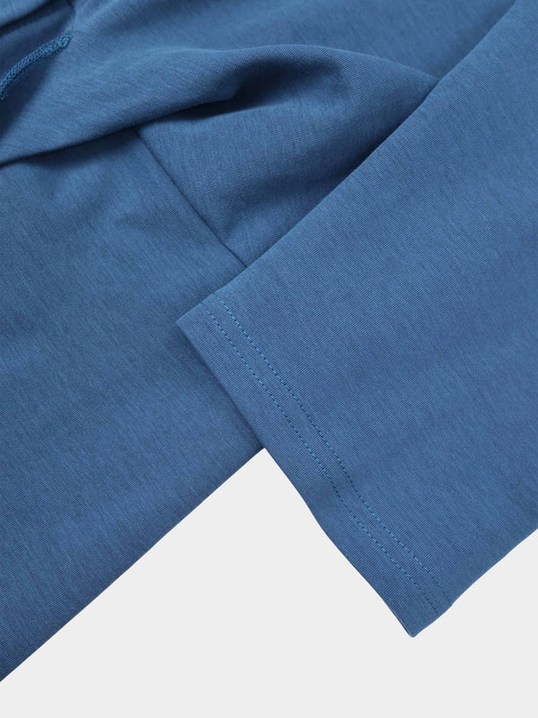 Waist Tie Button Down T-Shirt Dress-Blue Dusk