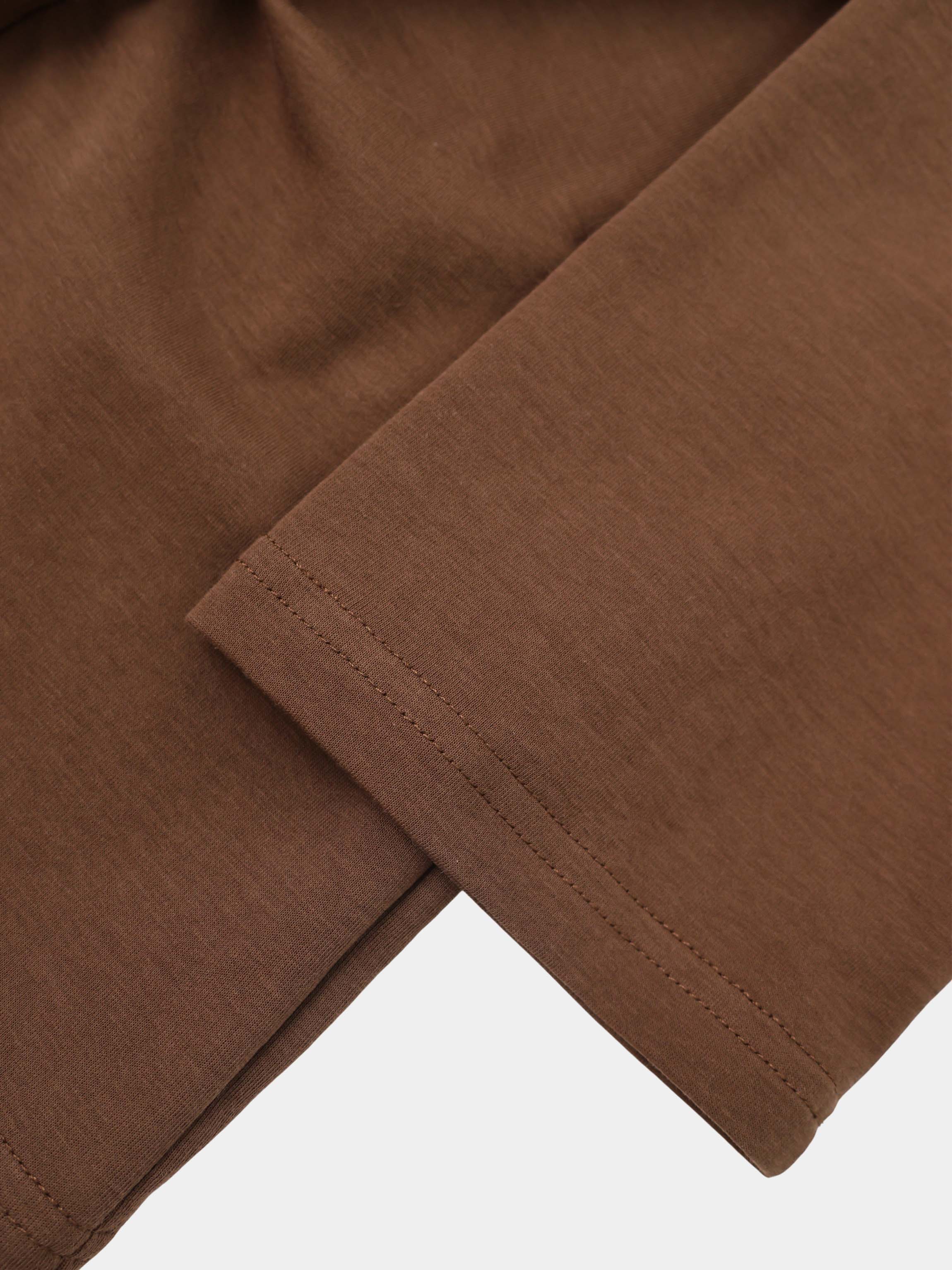 Waist Tie Button Down T-Shirt-Brown