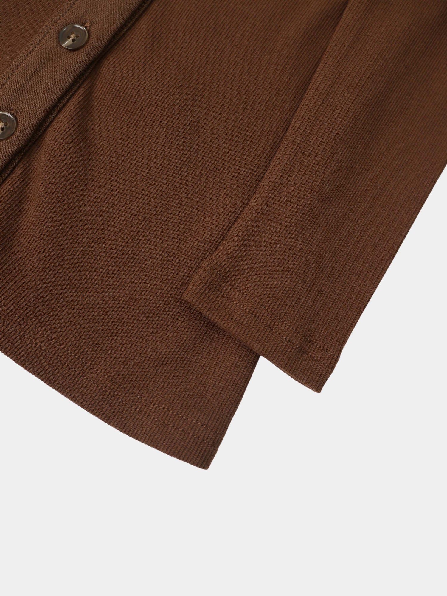 Ribbed Button Down Shirt-Brown