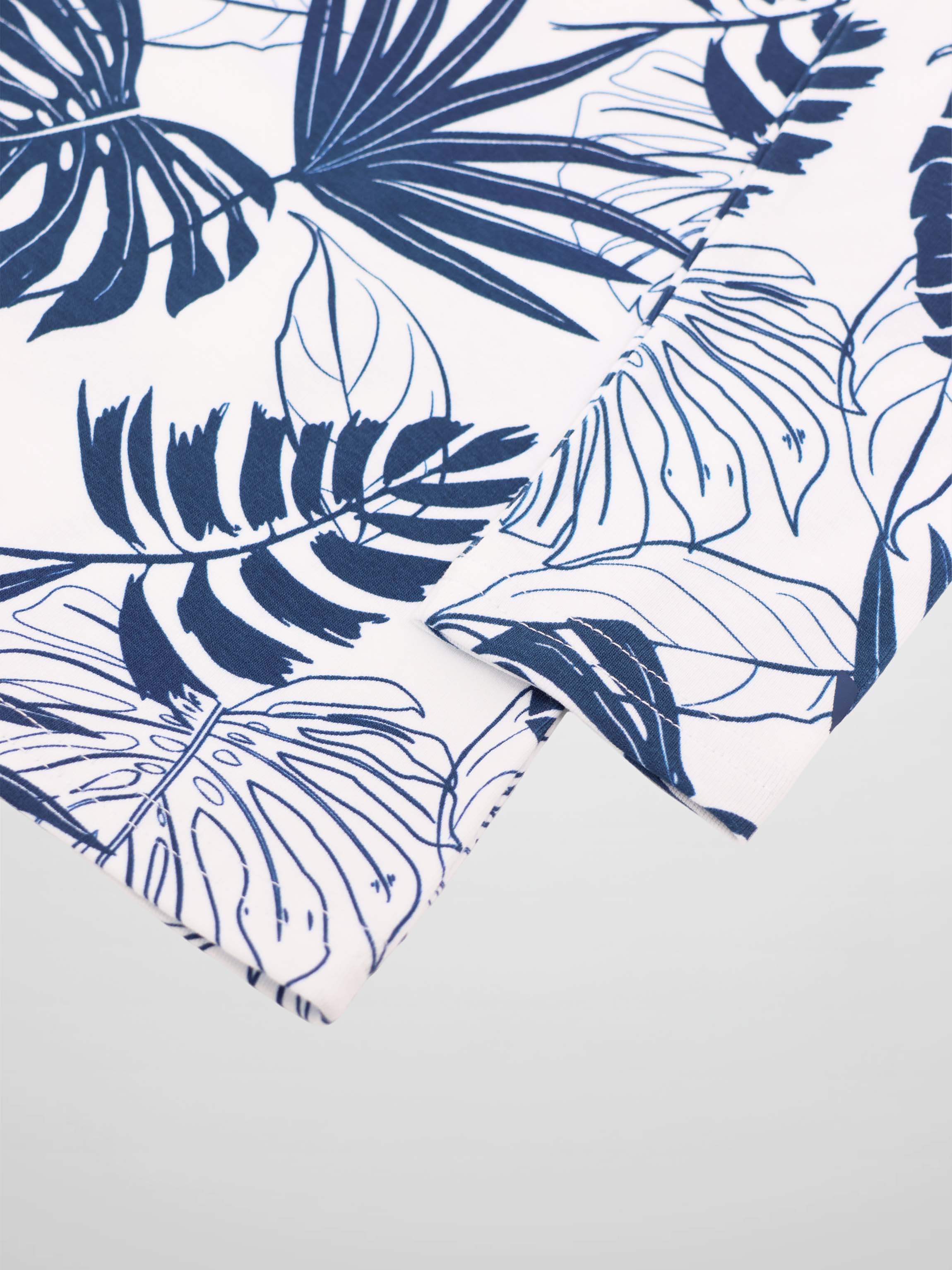 Basic Printed T-shirt-Navy Palm