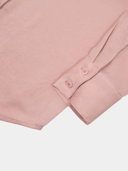 Fringe Bow Blouse-Pink